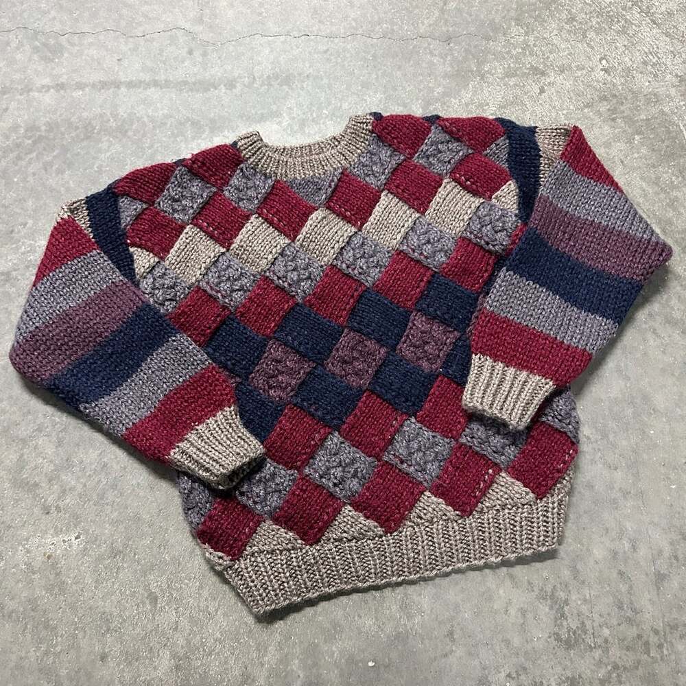 Vintage Sweater Bee by Banff Ltd Hand Made Checkered Geometric Knit Sweater